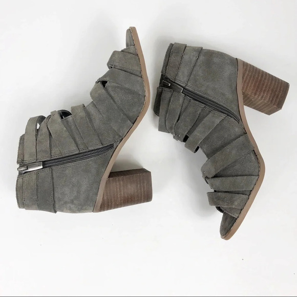 Vince Camuto Tanter Open Toe Gray Suede Booties - Picture 5 of 7